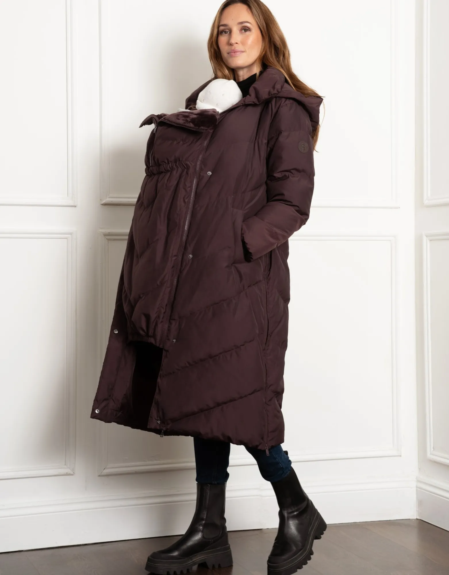 Outlet Adelina | Belted Chevron Puffer Maternity Jacket Coats & Jackets | Coats & Jackets