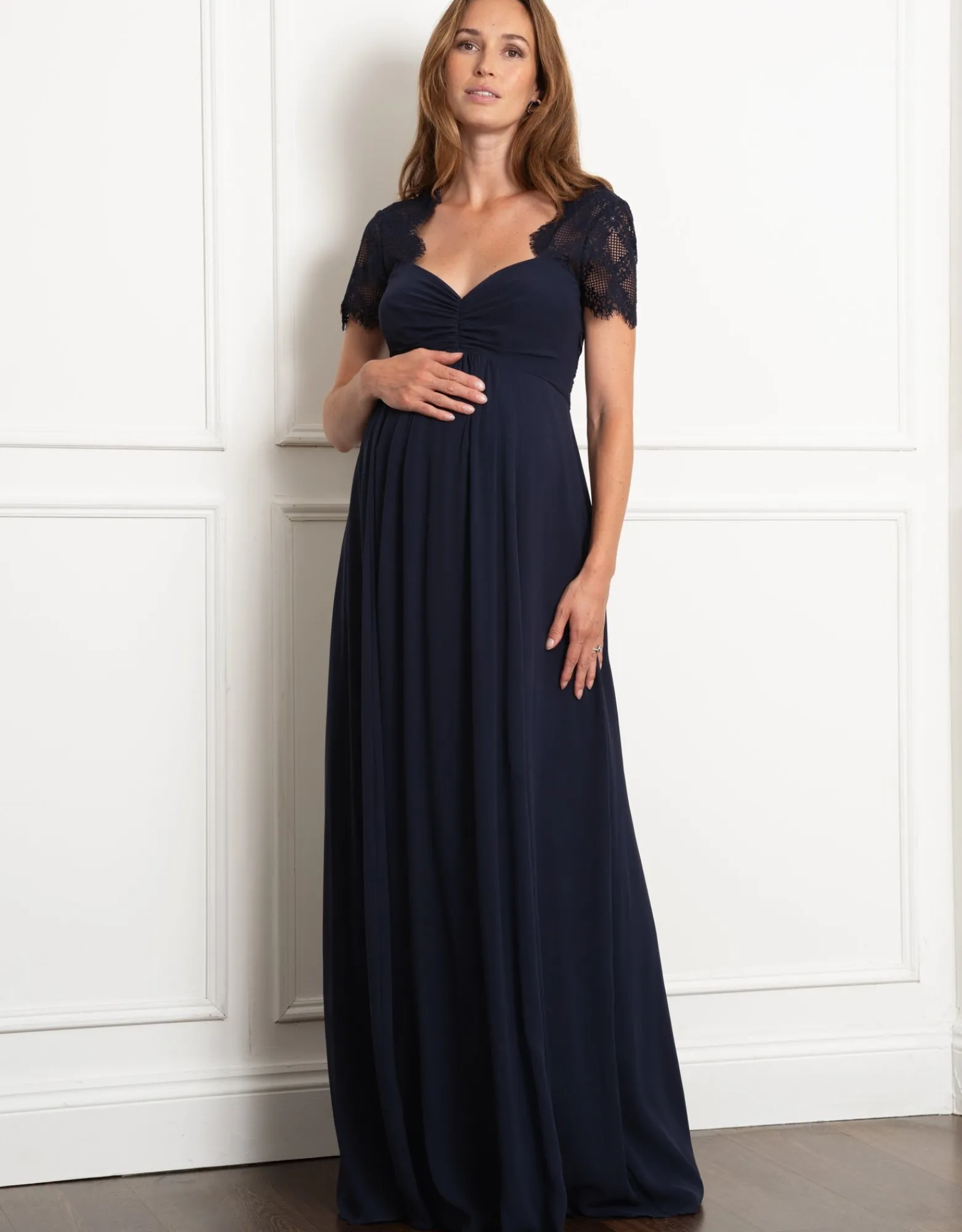 Online Aldari | Maxi Maternity & Nursing Dress with Lace Sleeve Dresses | Formal Dresses