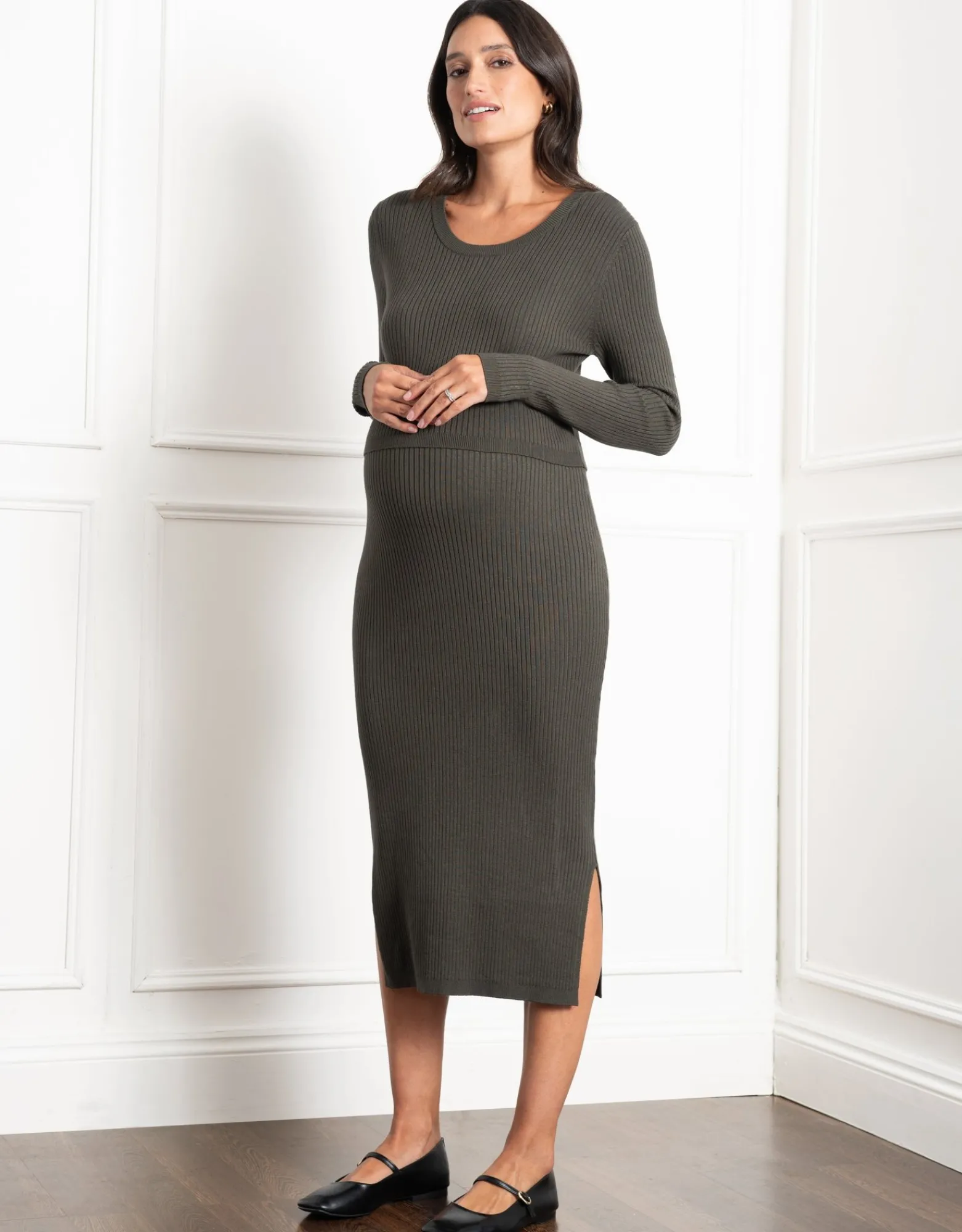 Sale Amaya | Layered Knitted Maternity & Nursing Dress Dresses | Dresses