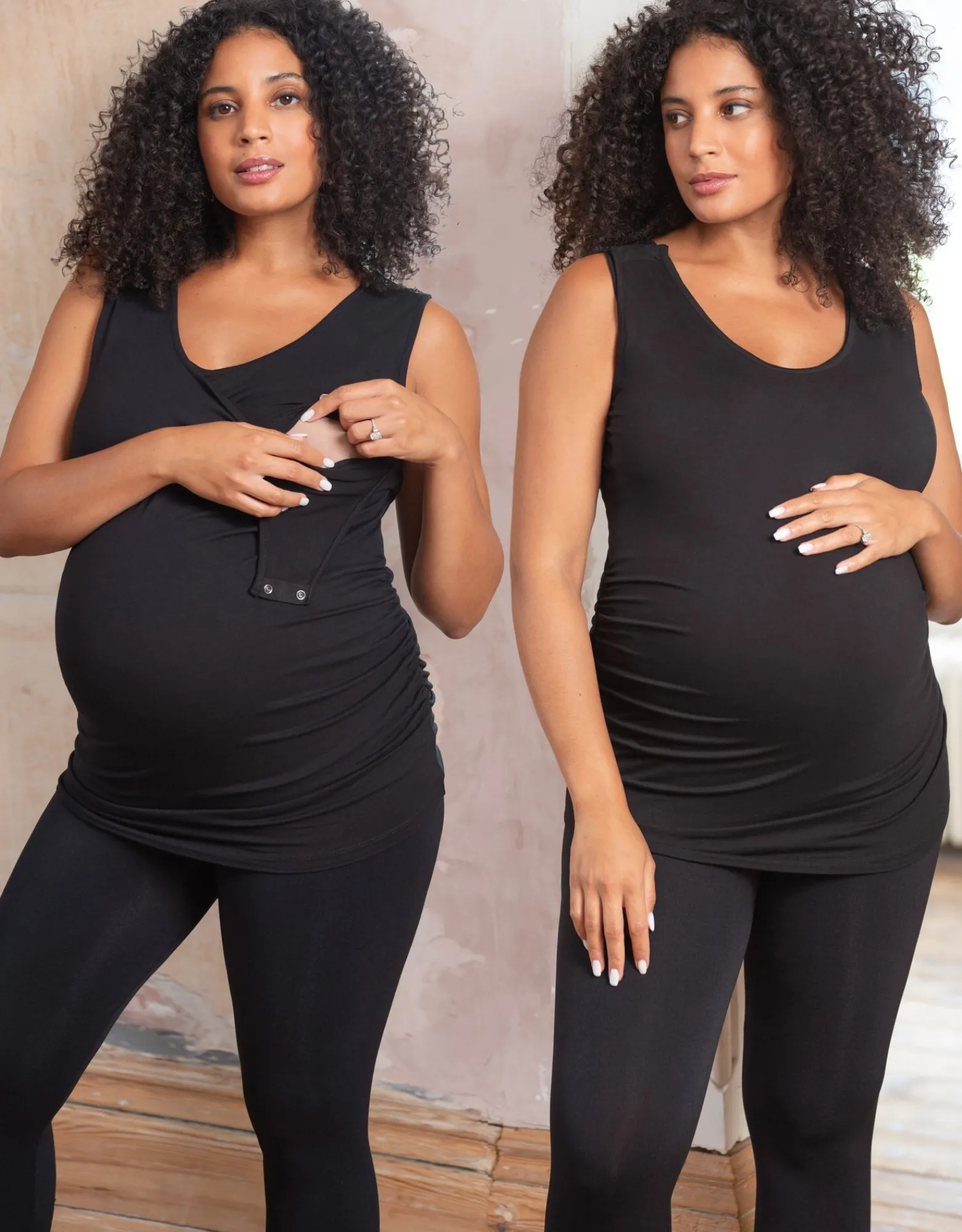 Shop Anissa | Twin Pack Curve Maternity & Nursing Tops - Black Tops | Hoodies & Tops