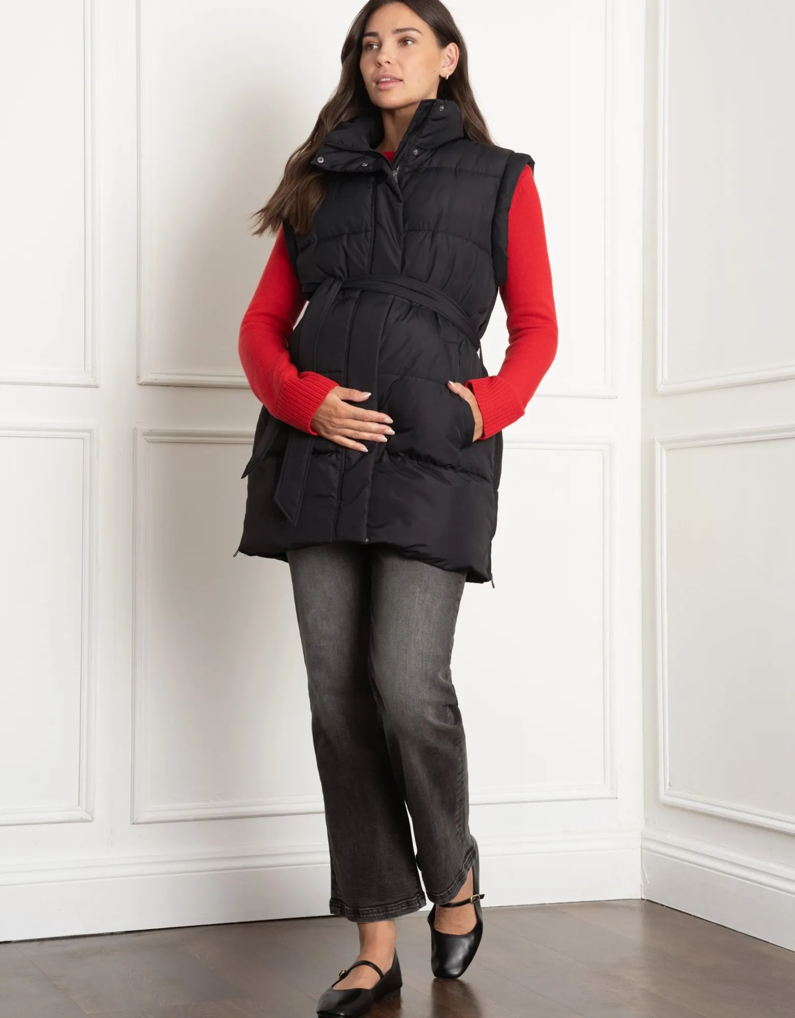 Shop Archie | Long-Line Padded Maternity, Nursing and Babywearing Vest Coats & Jackets | Coats & Jackets