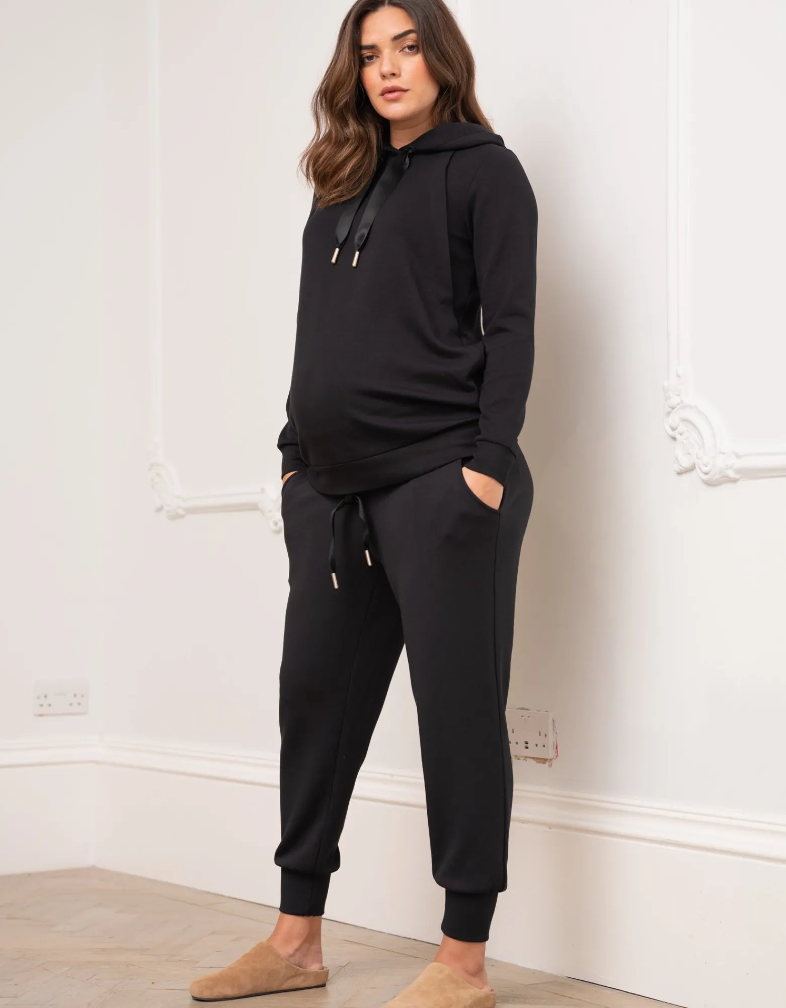 Fashion Atticus | Modal Blend Black Maternity Joggers Essentials | Loungewear