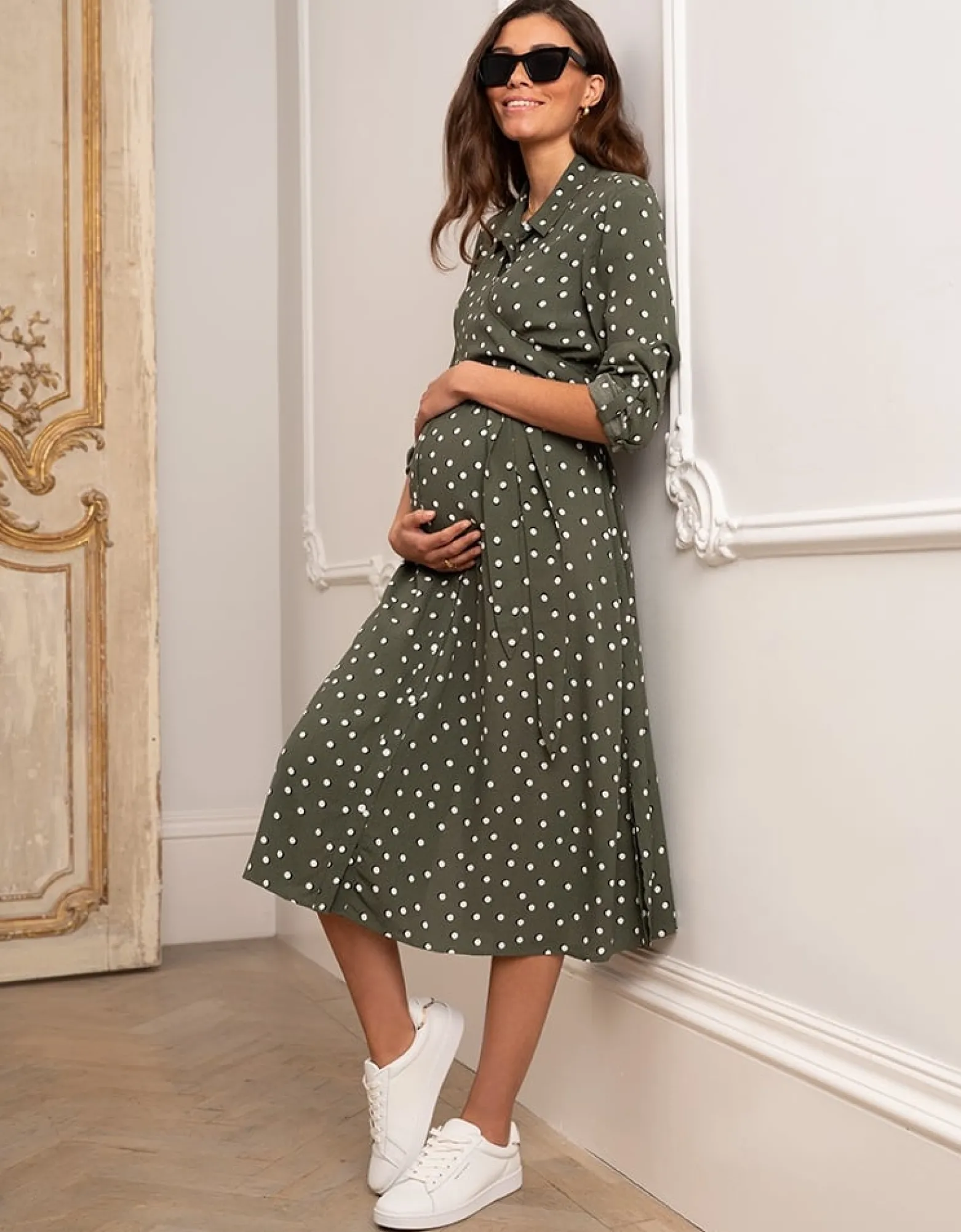 Discount Bless |  Polka Dot Maternity & Nursing Shirt Dress Dresses | Dresses