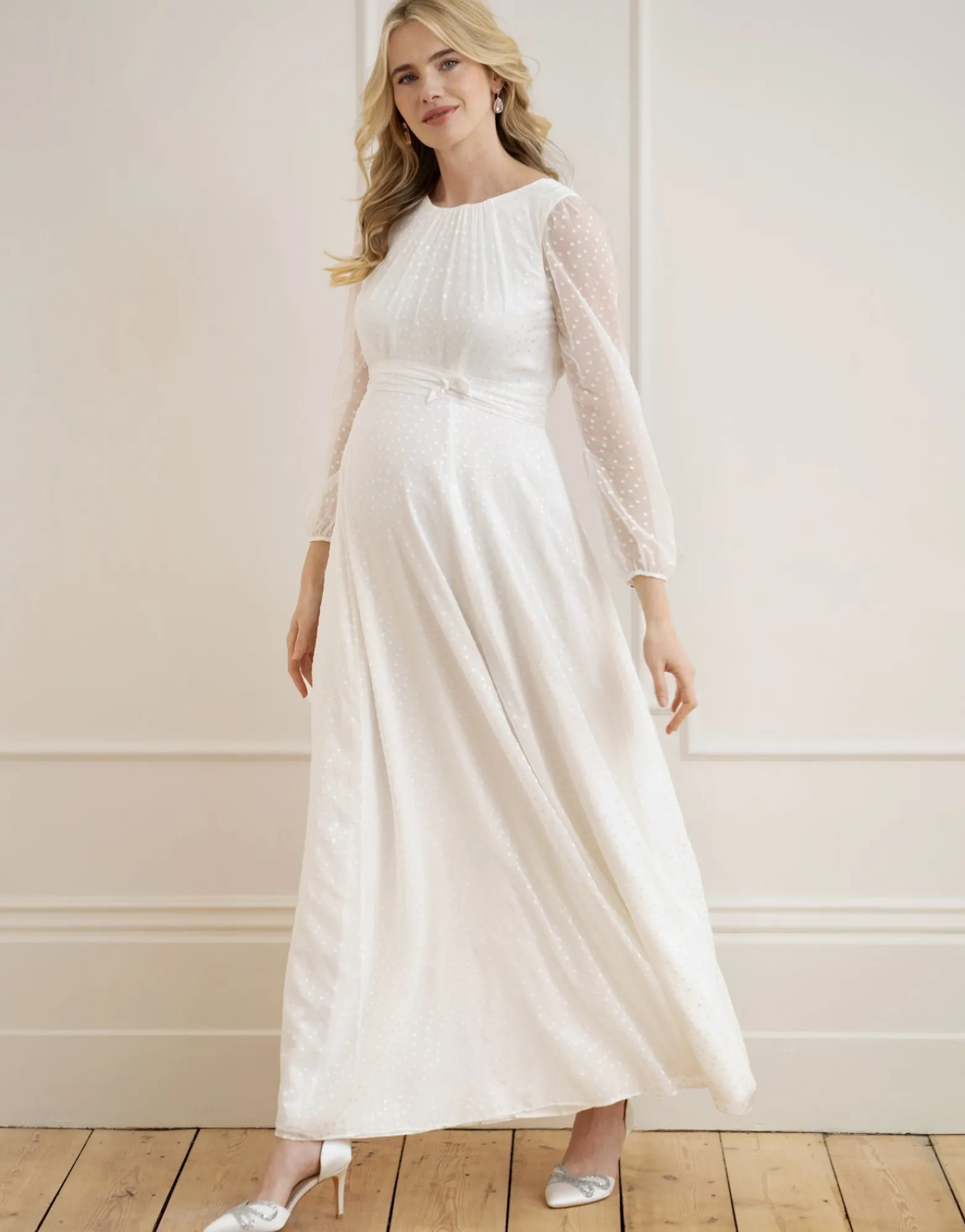 Fashion Daniella | Satin Devore Chiffon Maternity Wedding Dress Formal Dresses