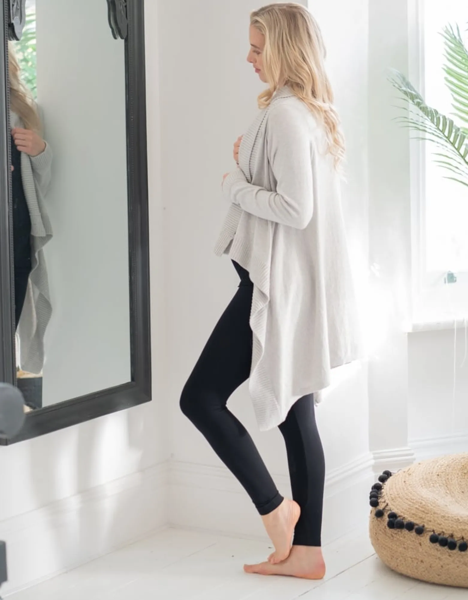 Best Sale Denise | Grey Cotton & Cashmere Waterfall Maternity Cardigan Jumpers & Sweaters | Hoodies & Tops