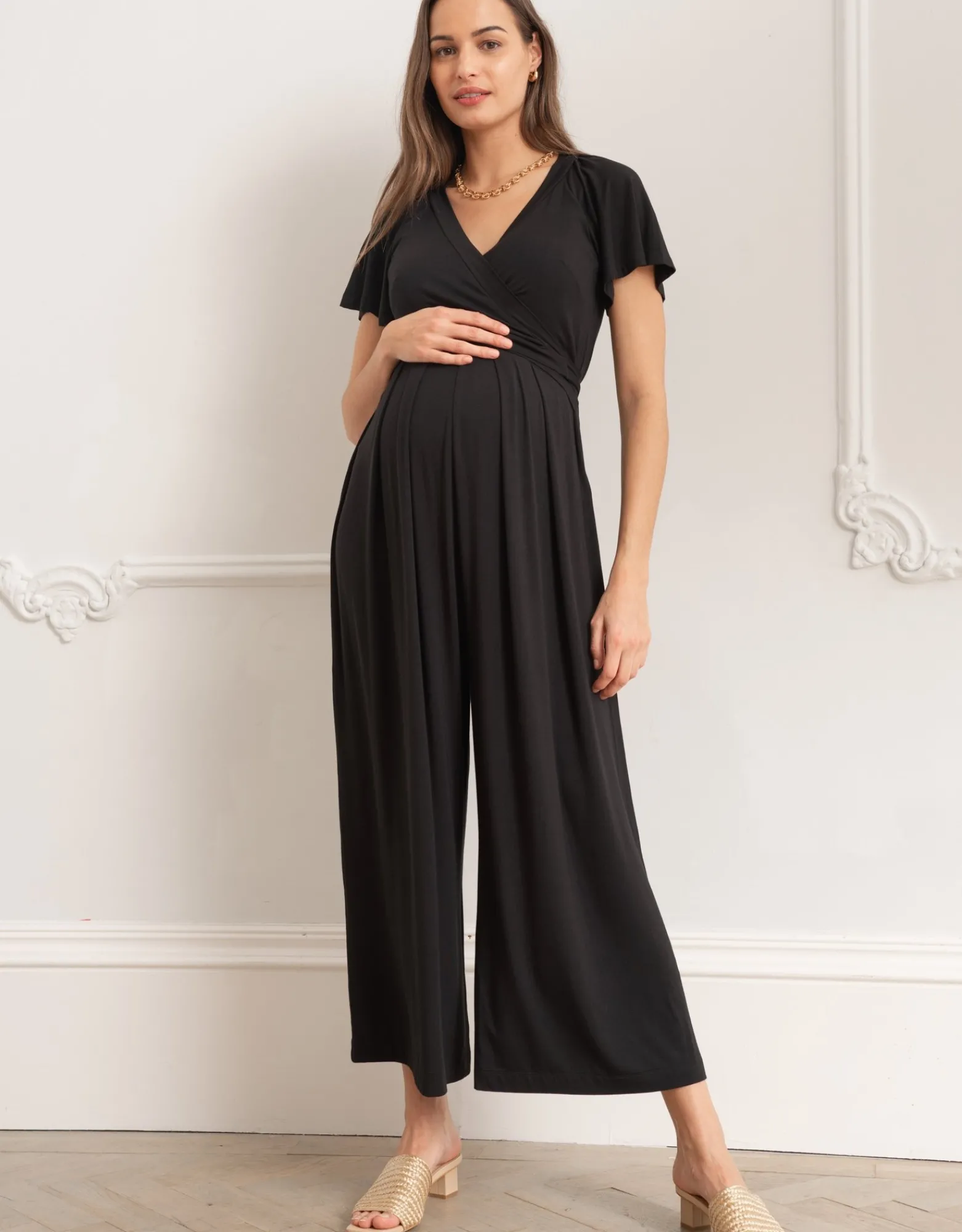 Best Sale Diona | Black Lenzingu2122 Ecoverou2122 Maternity & Nursing Jumpsuit Dresses | Jumpsuits