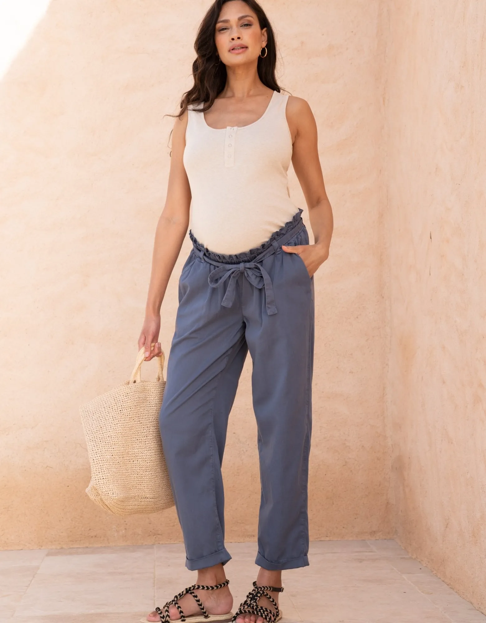 Hot Isaiah | Cotton-Blend Under Bump Maternity Chinos Trousers & Skirts