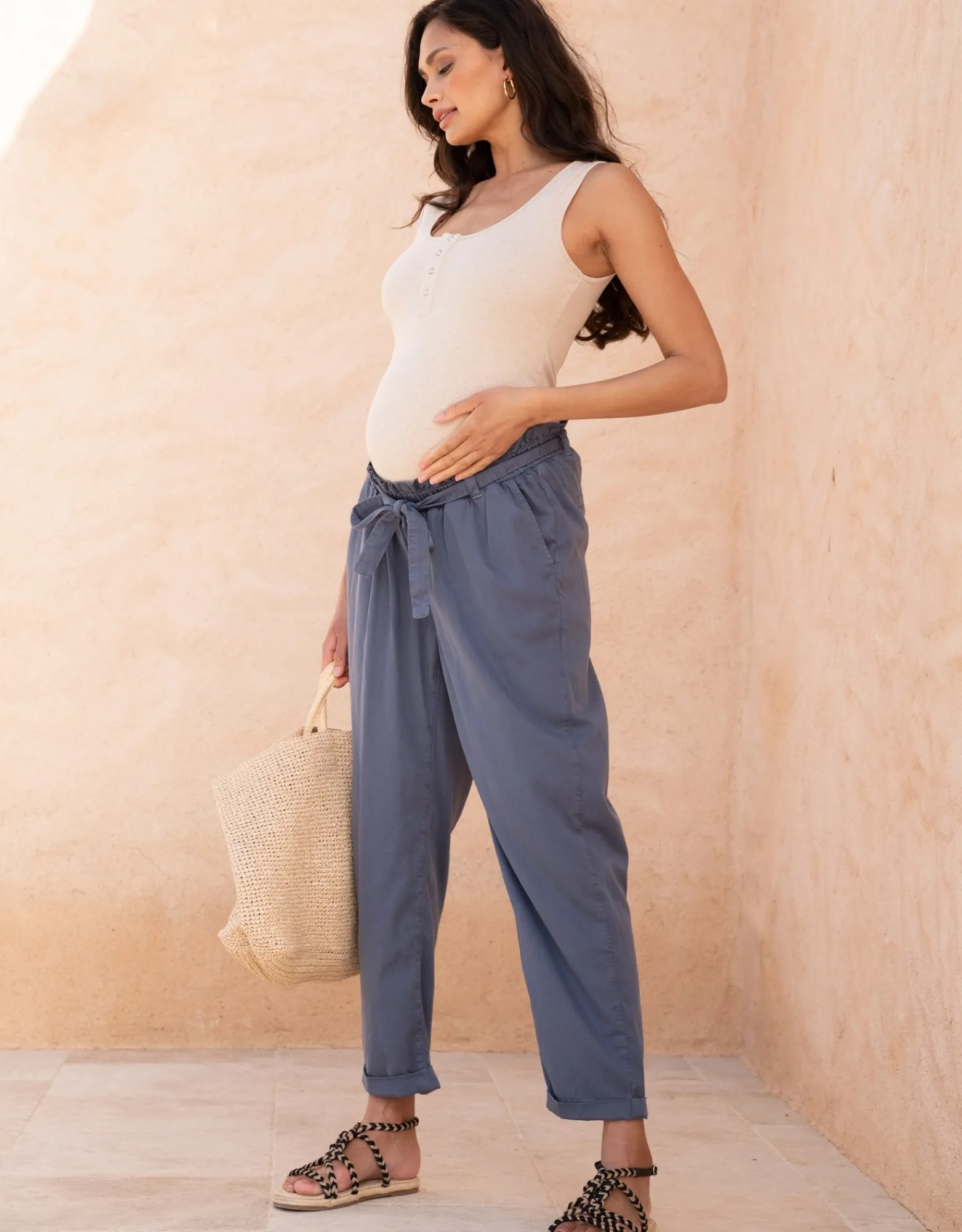 Hot Isaiah | Cotton-Blend Under Bump Maternity Chinos Trousers & Skirts