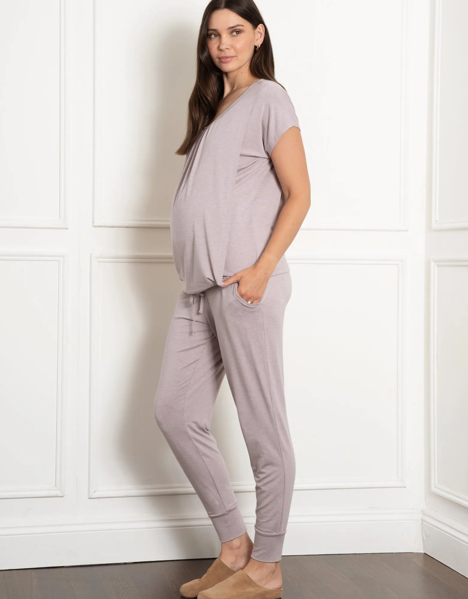 Shop Karen | 2-Piece Short Sleeve Maternity & Nursing Loungewear Loungewear | Sleepwear