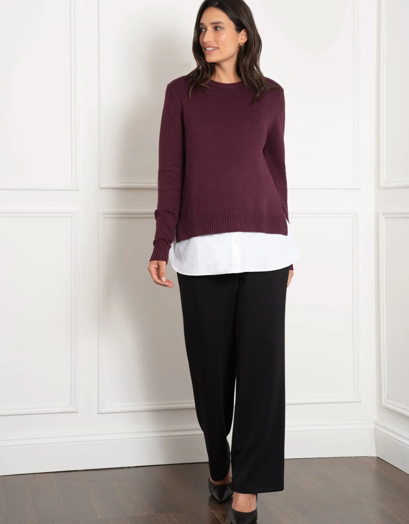 New Kelah | Knit Sweater with Woven Maternity & Nursing Shirt Jumpers & Sweaters | Tops