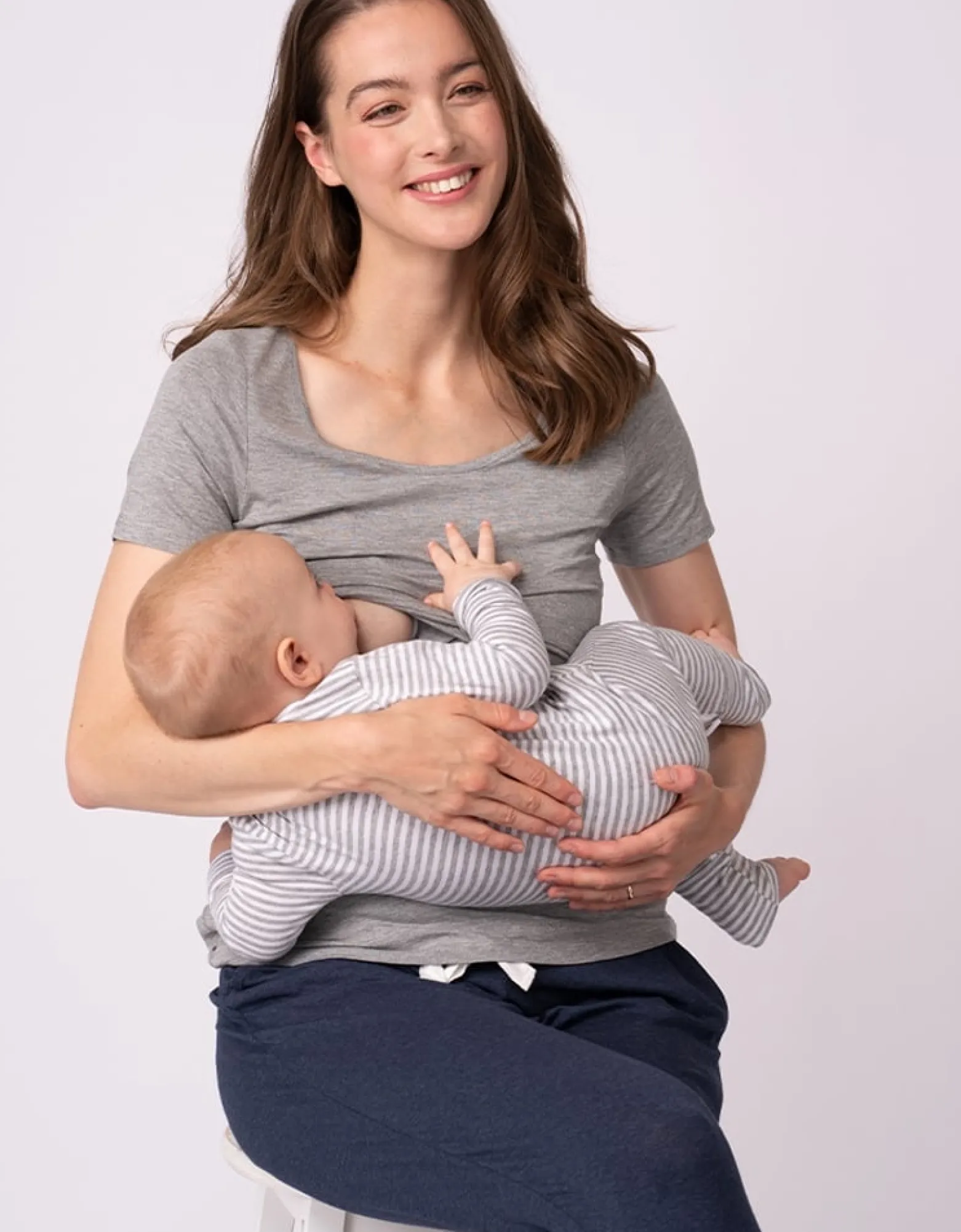 Fashion Laina | Twin Pack Maternity & Nursing T-Shirts u2013 Navy & Grey Essentials | Kits & Sets