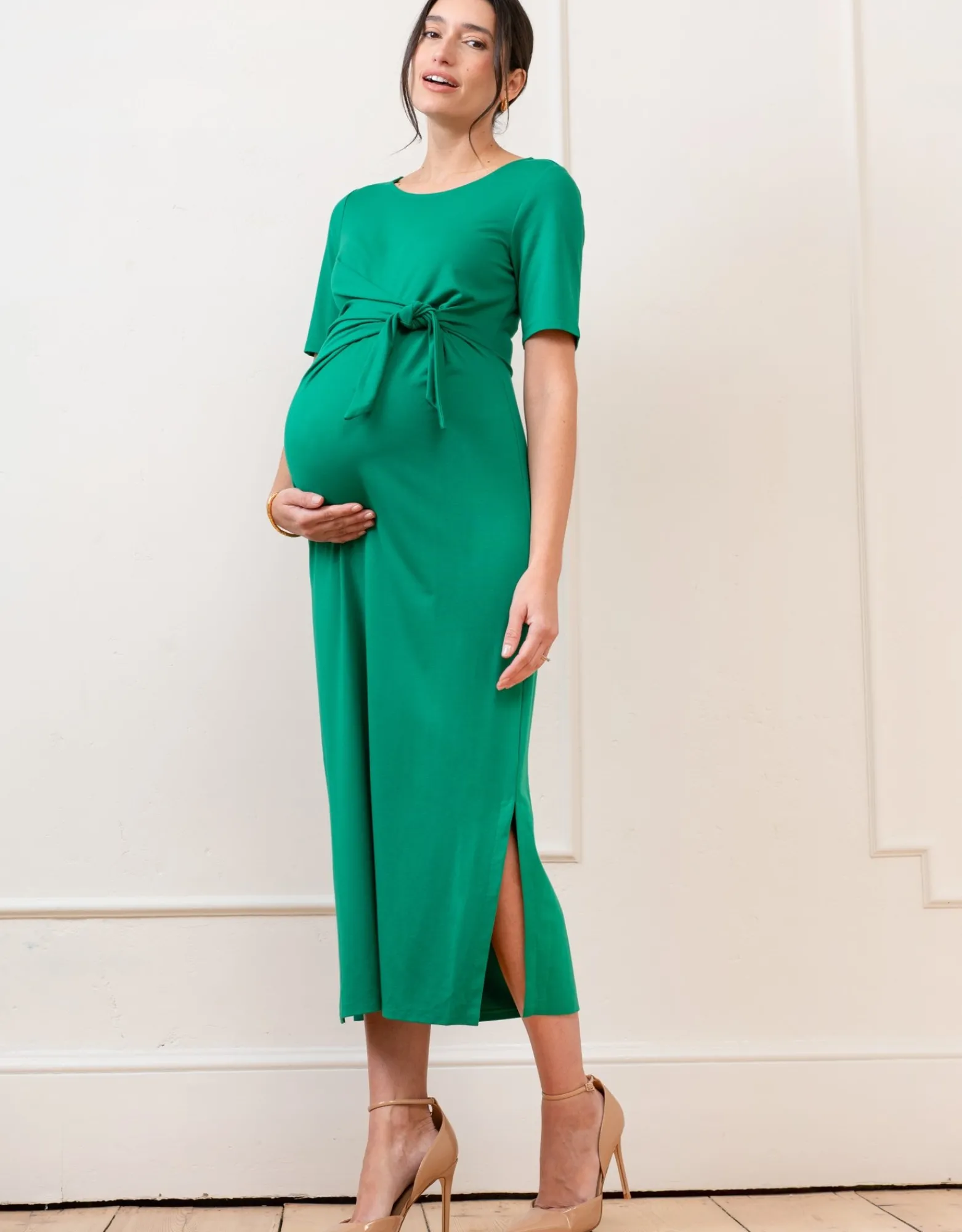 Shop Lia | Tie-Front Ponte Roma Jersey Maternity Dress Dresses | Dresses