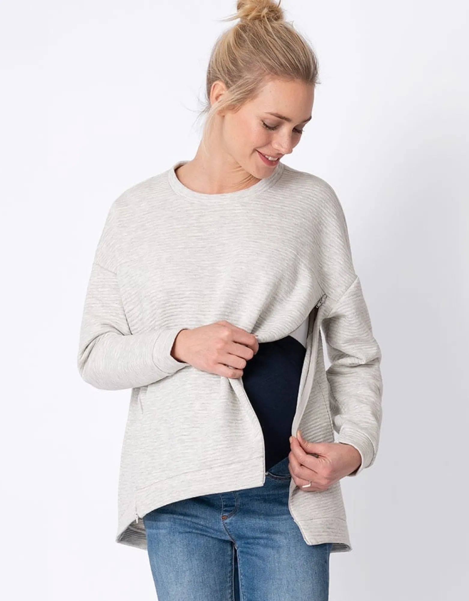 Cheap Narah | Soft Grey Cotton Blend Maternity & Nursing Sweatshirt Jumpers & Sweaters | Loungewear