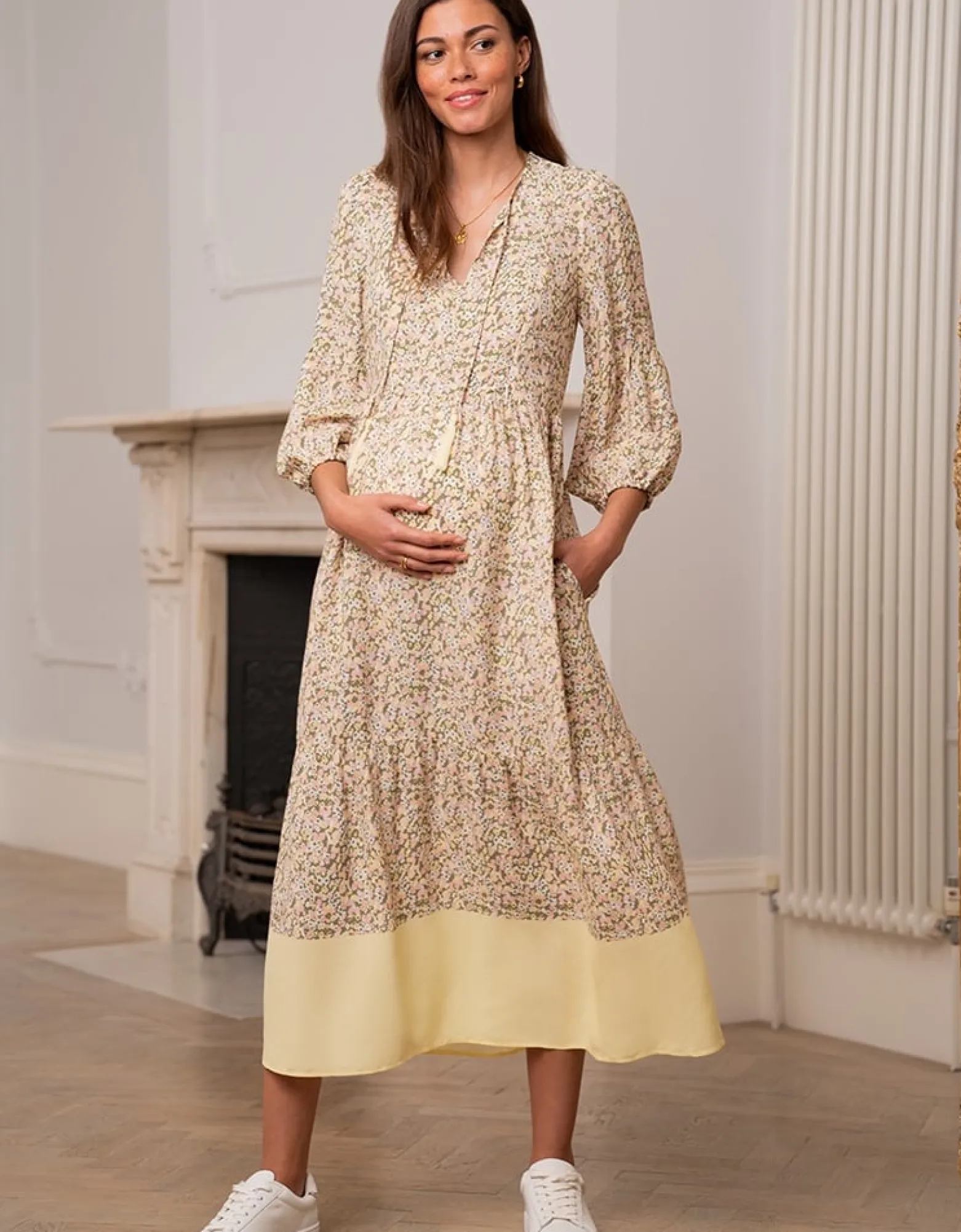 Online Nico | Ditsy Floral Boho Midi Maternity & Nursing Dress Dresses