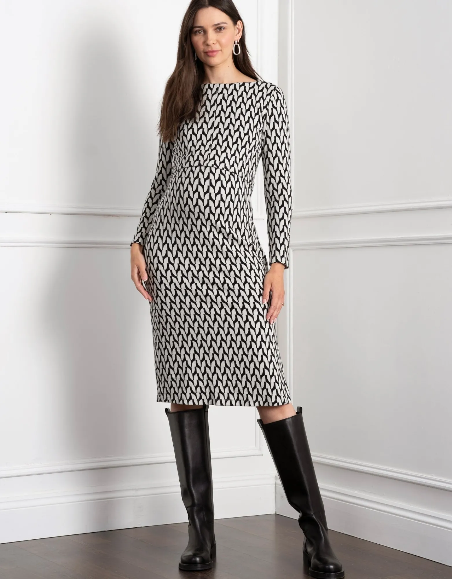 New Nigella | Geo Jacquard Knit Maternity & Nursing Dress Dresses | Dresses