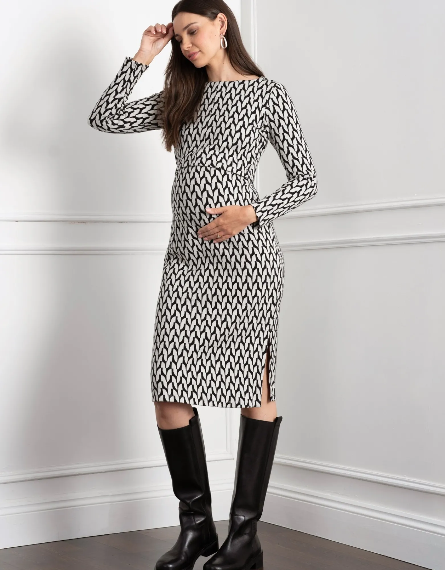 New Nigella | Geo Jacquard Knit Maternity & Nursing Dress Dresses | Dresses