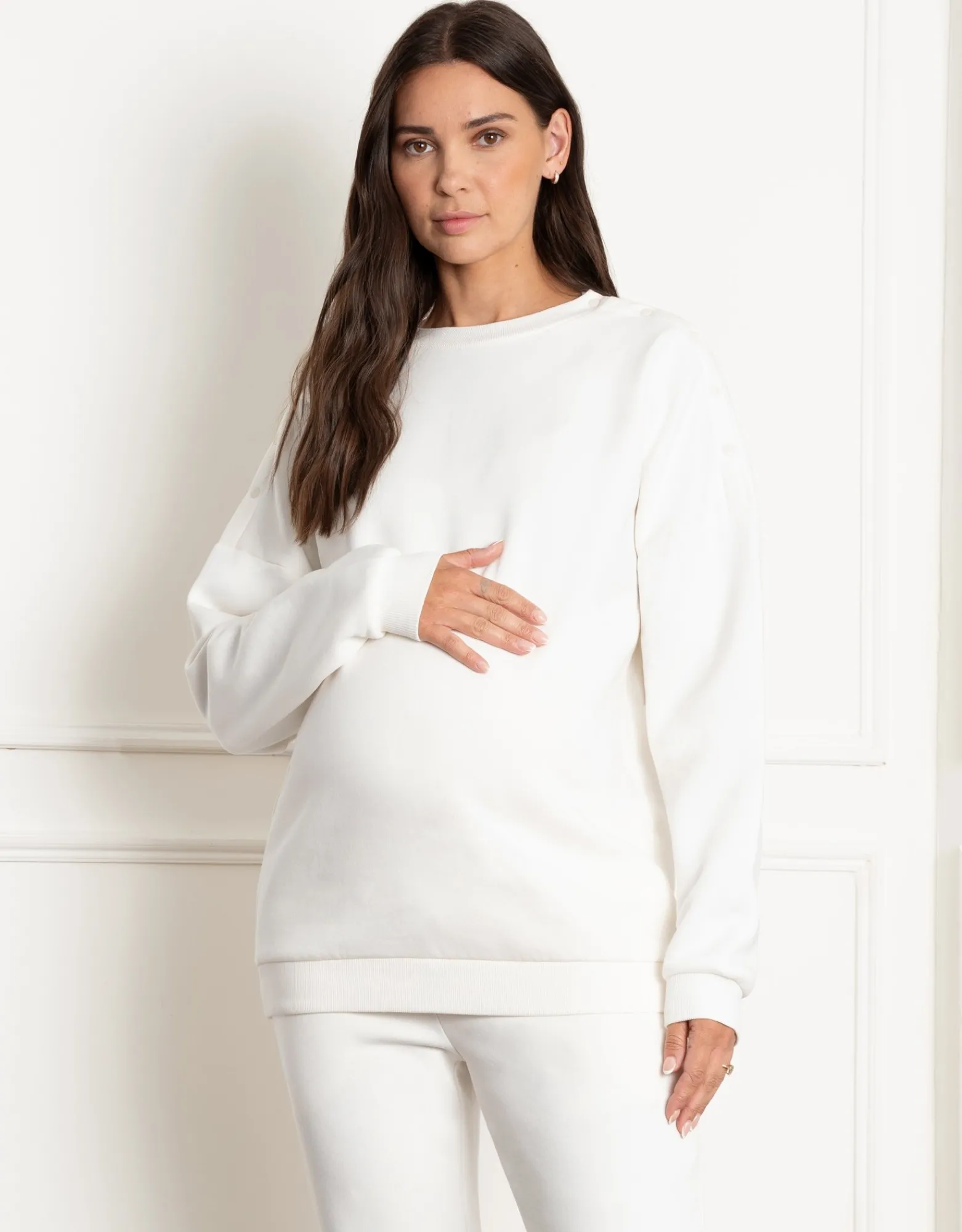 New Nuala | Oversized Maternity Jumper with Nursing Poppers Tops | Hoodies & Tops