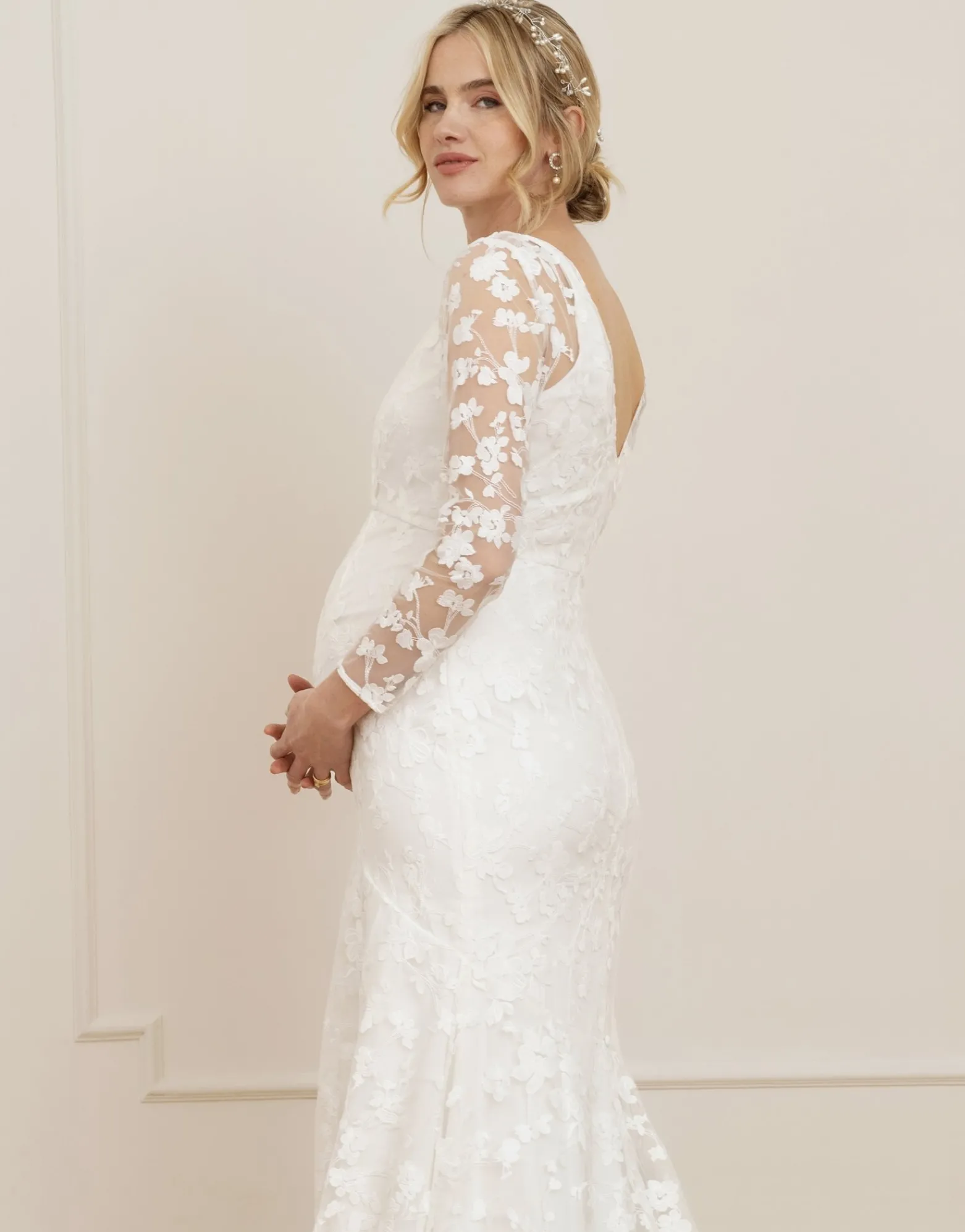 Outlet Ofelia | Long Sleeve Lace Maternity Wedding Dress Formal Dresses