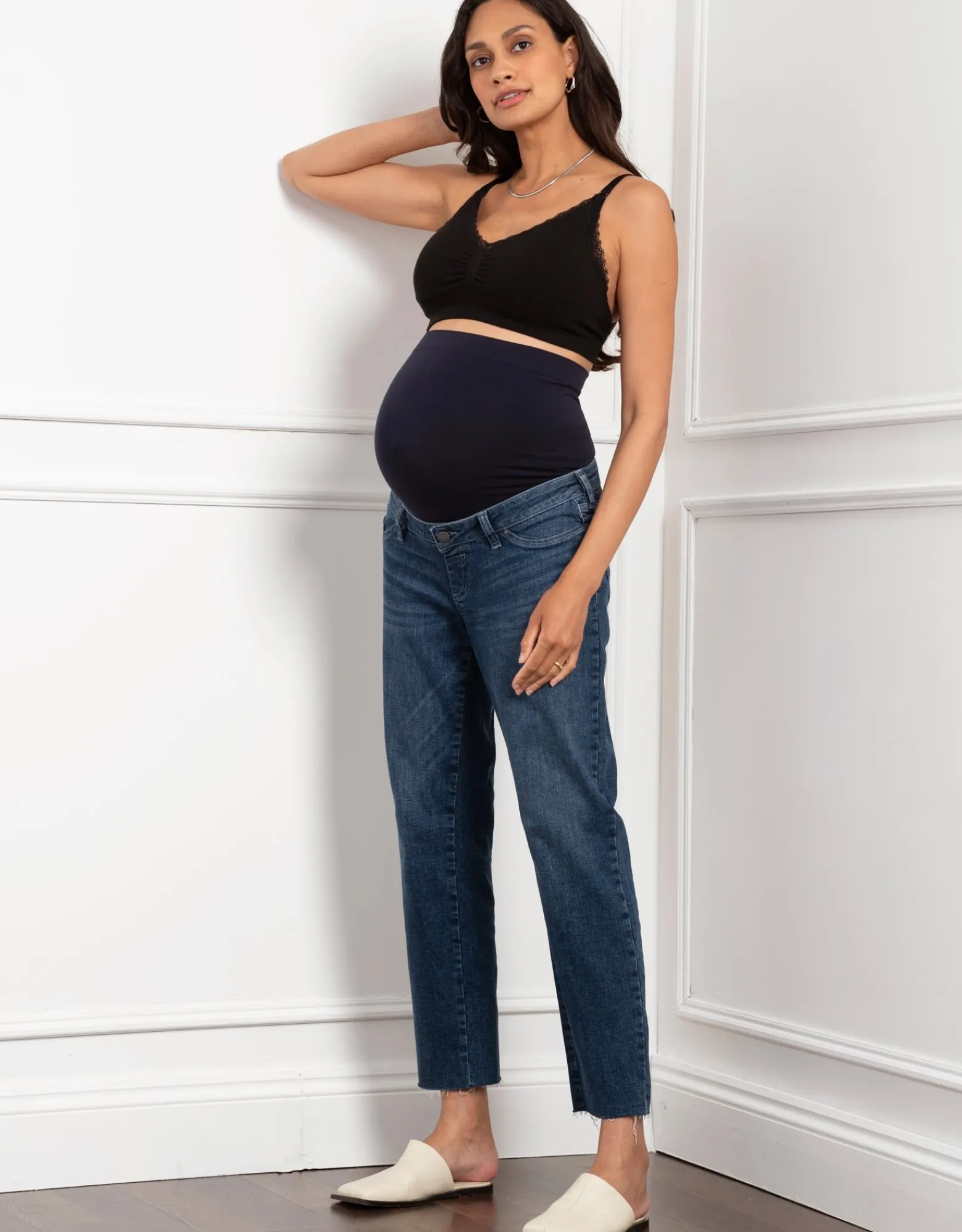 Sale Ryder | Organic Tapered Frayed Hem Maternity Jeans Jeans