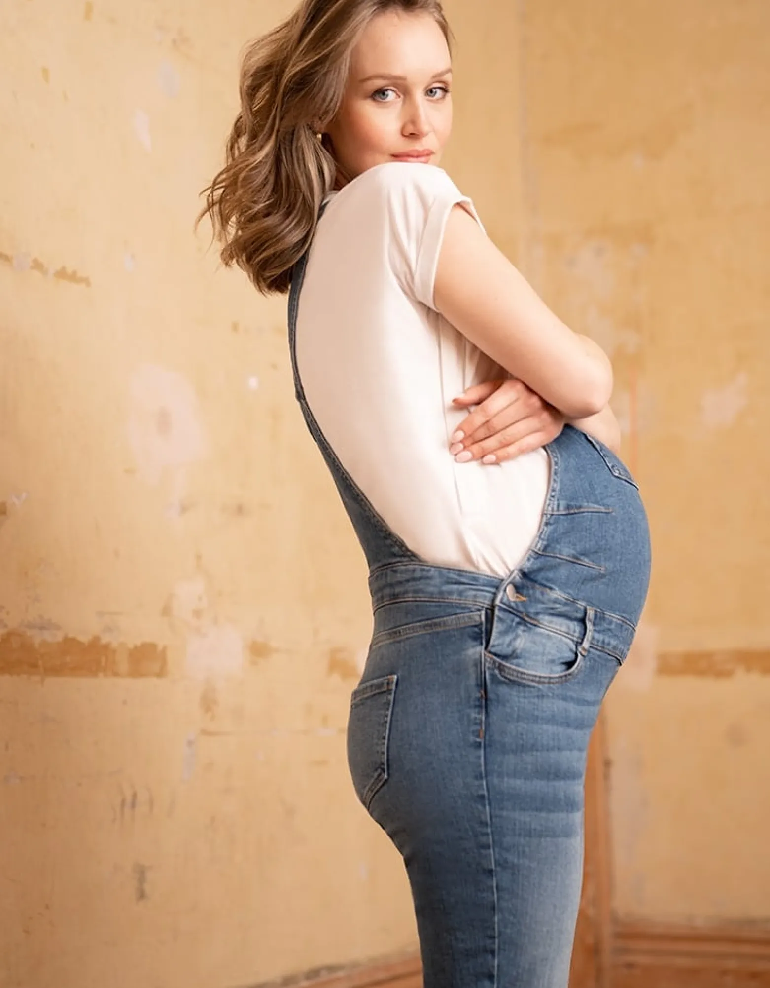 Sale Trav | Light Wash Denim Maternity Overalls Jeans