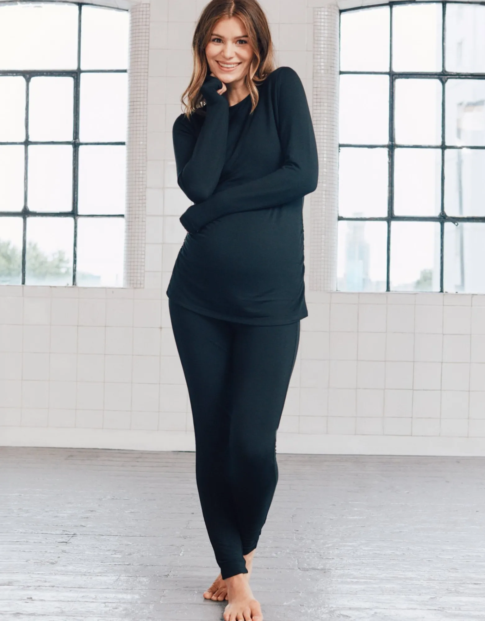 Store Violetta | Black Thermal Maternity & Nursing Top Tops | Hoodies & Tops